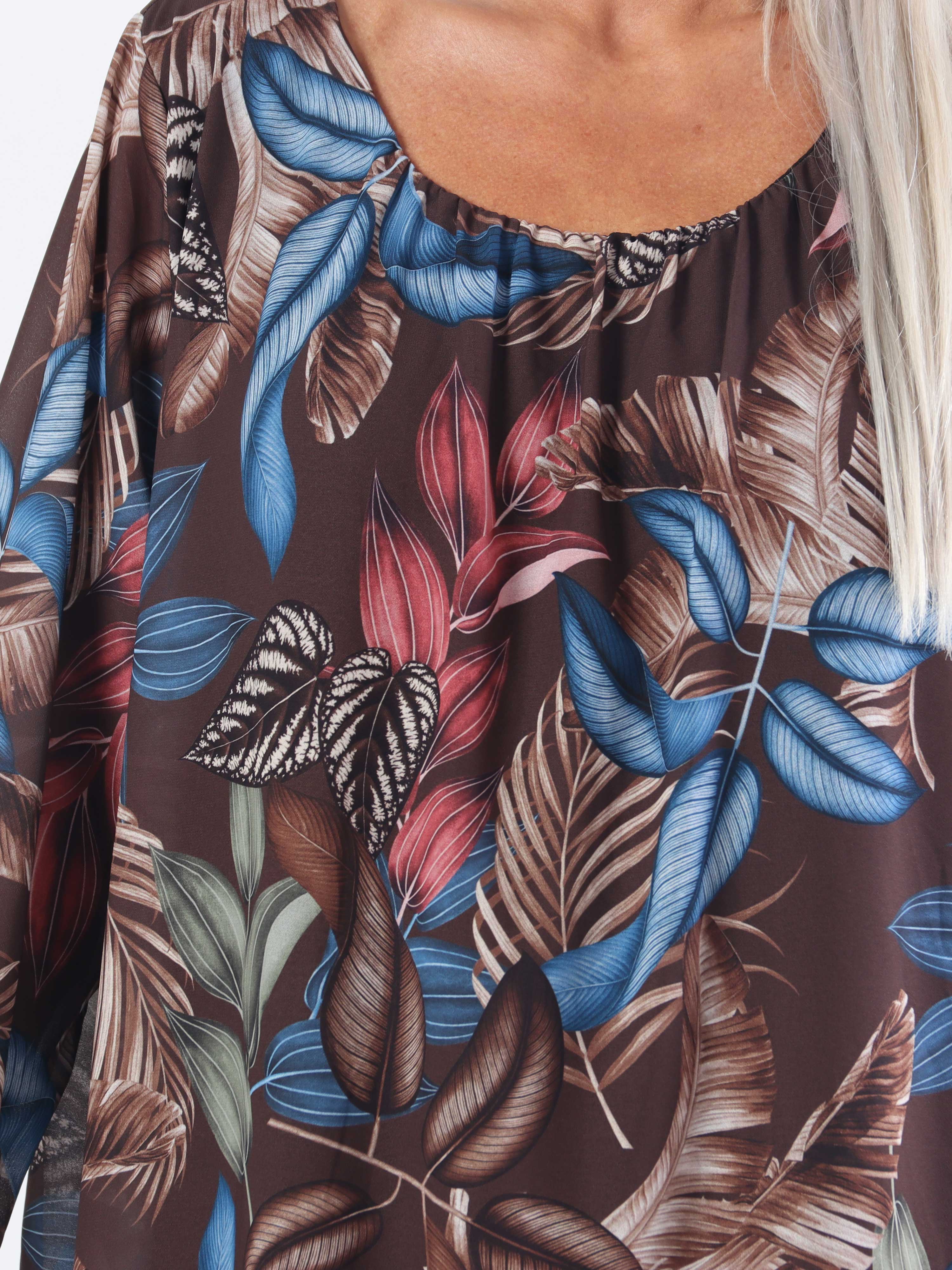 Lola - Sød plus size tunikakjole med bladmønster